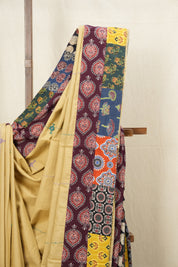 Beige Cotton Patchwork Saree - SRBCPWS168