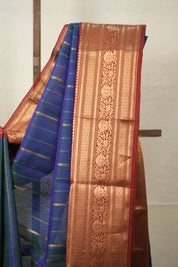 Green Blue Hanborder Pattu Chanderi Silk Saree - SRGBHPCSS473