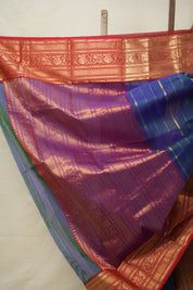 Green Blue Hanborder Pattu Chanderi Silk Saree - SRGBHPCSS473