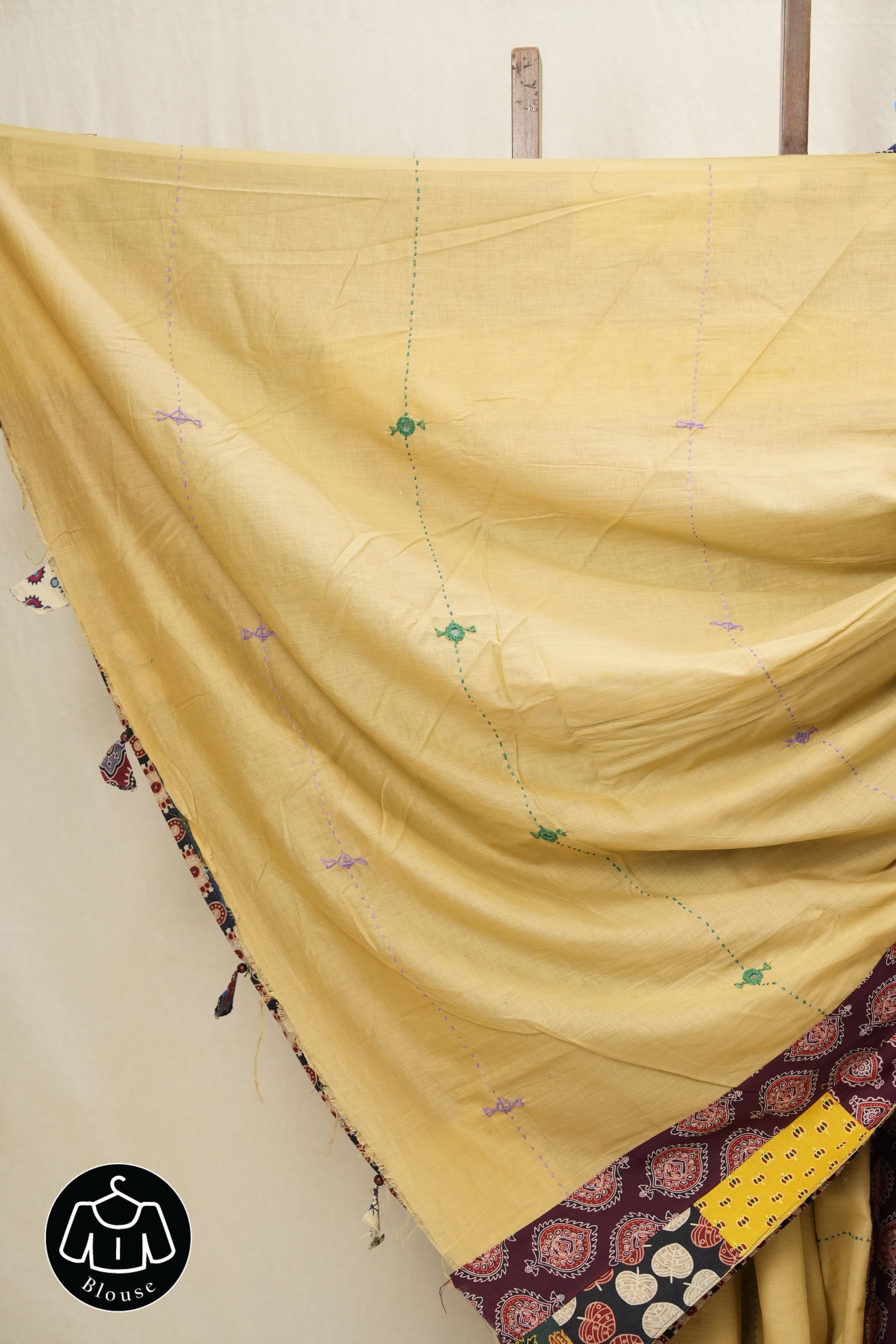 Beige Cotton Patchwork Saree - SRBCPWS168