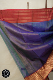 Green Blue Hanborder Pattu Chanderi Silk Saree - SRGBHPCSS473