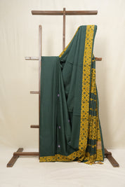 Green Cotton Patchwork Saree - SRGCPS250