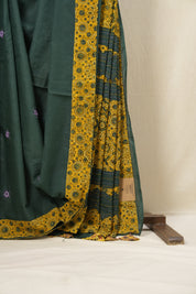 Green Cotton Patchwork Saree - SRGCPS250