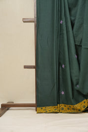 Green Cotton Patchwork Saree - SRGCPS250