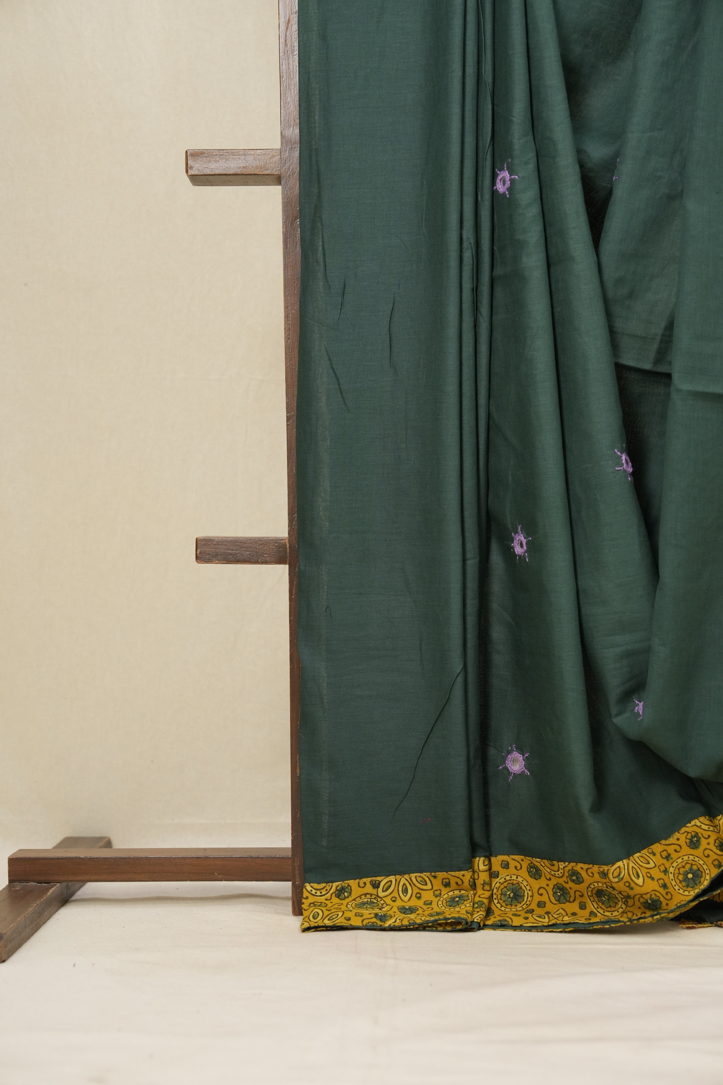 Green Cotton Patchwork Saree - SRGCPS250