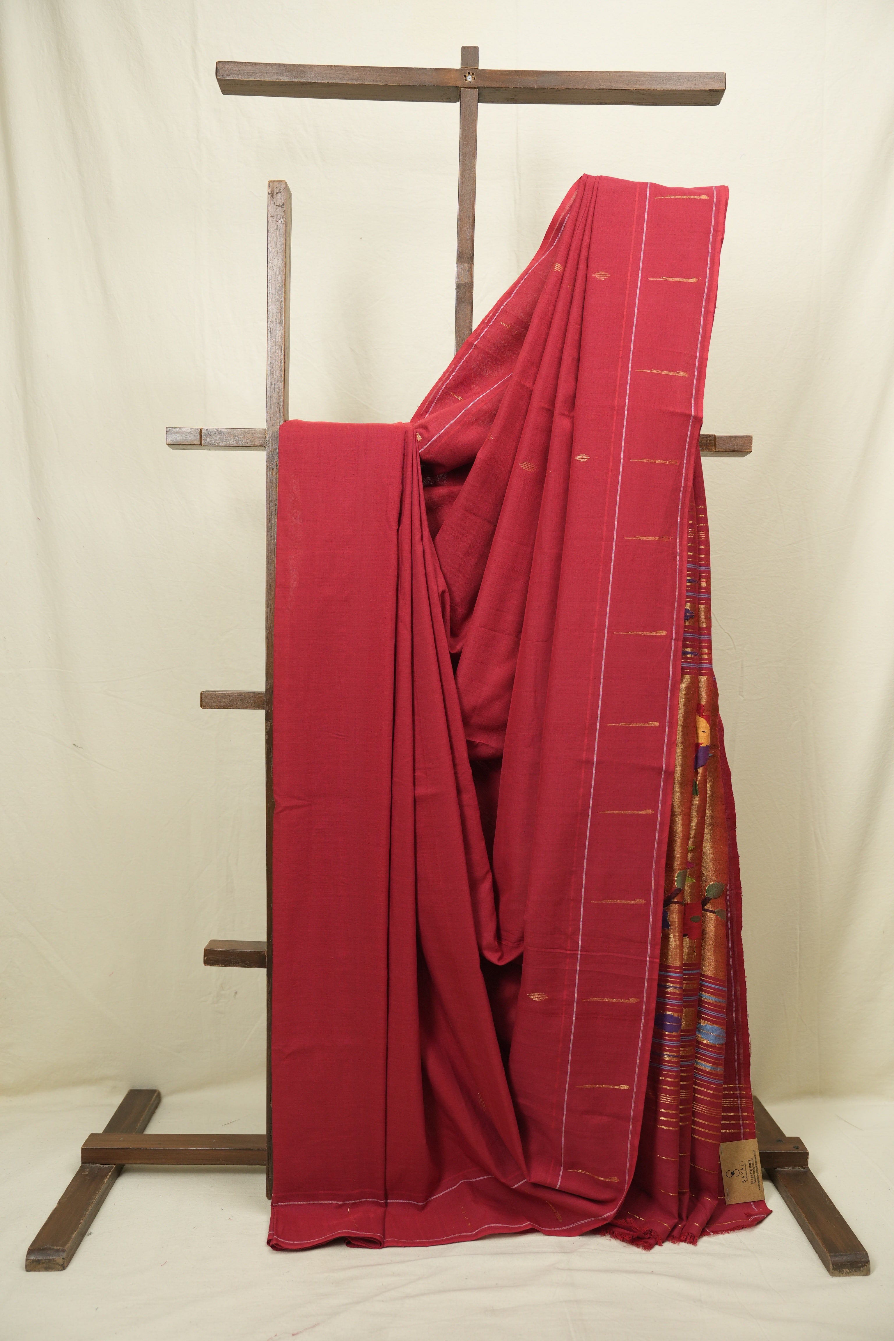 Red Cotton Paithani Saree - SRRCPS777