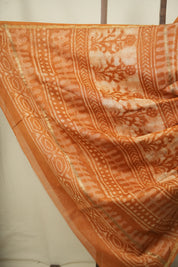 Ochre Yellow HBP Cotton Silk Saree With Chanderi Border - SROYCSS1789