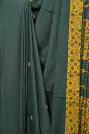 Green Cotton Patchwork Saree - SRGCPS250