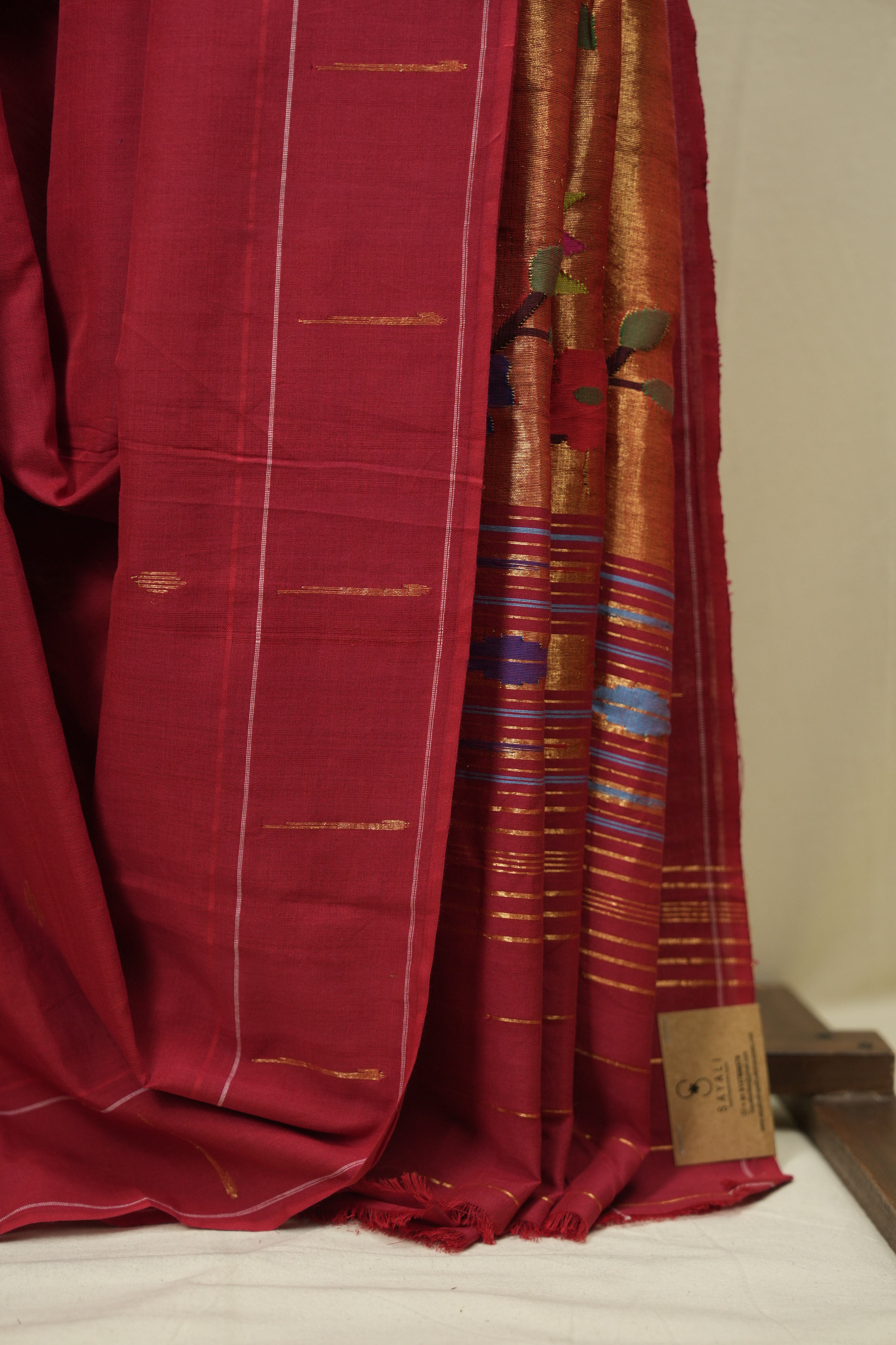 Red Cotton Paithani Saree - SRRCPS777