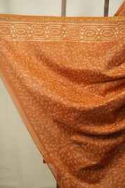 Ochre Yellow HBP Cotton Silk Saree With Chanderi Border - SROYCSS1789