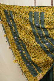 Green Cotton Patchwork Saree - SRGCPS250