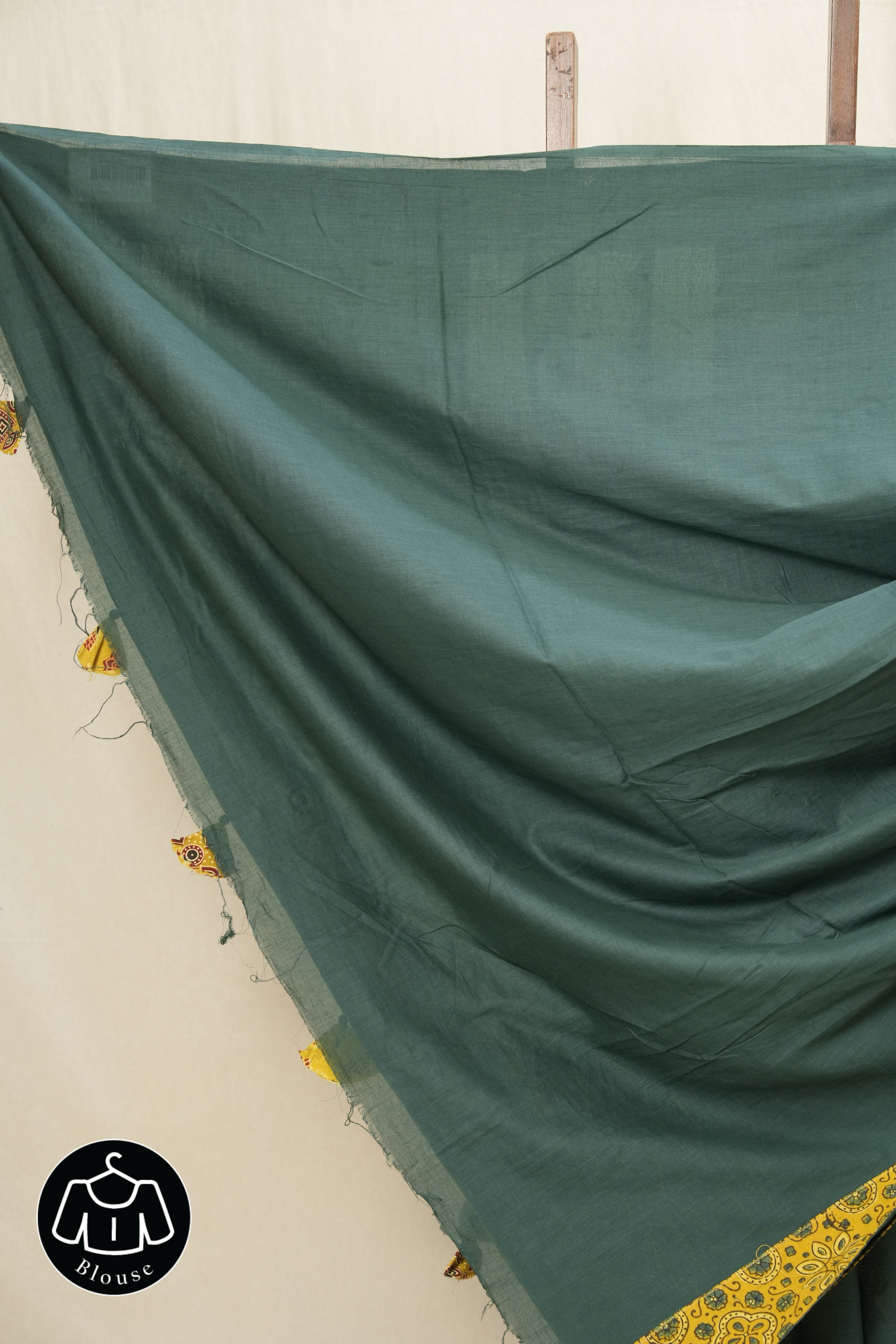 Green Cotton Patchwork Saree - SRGCPS250