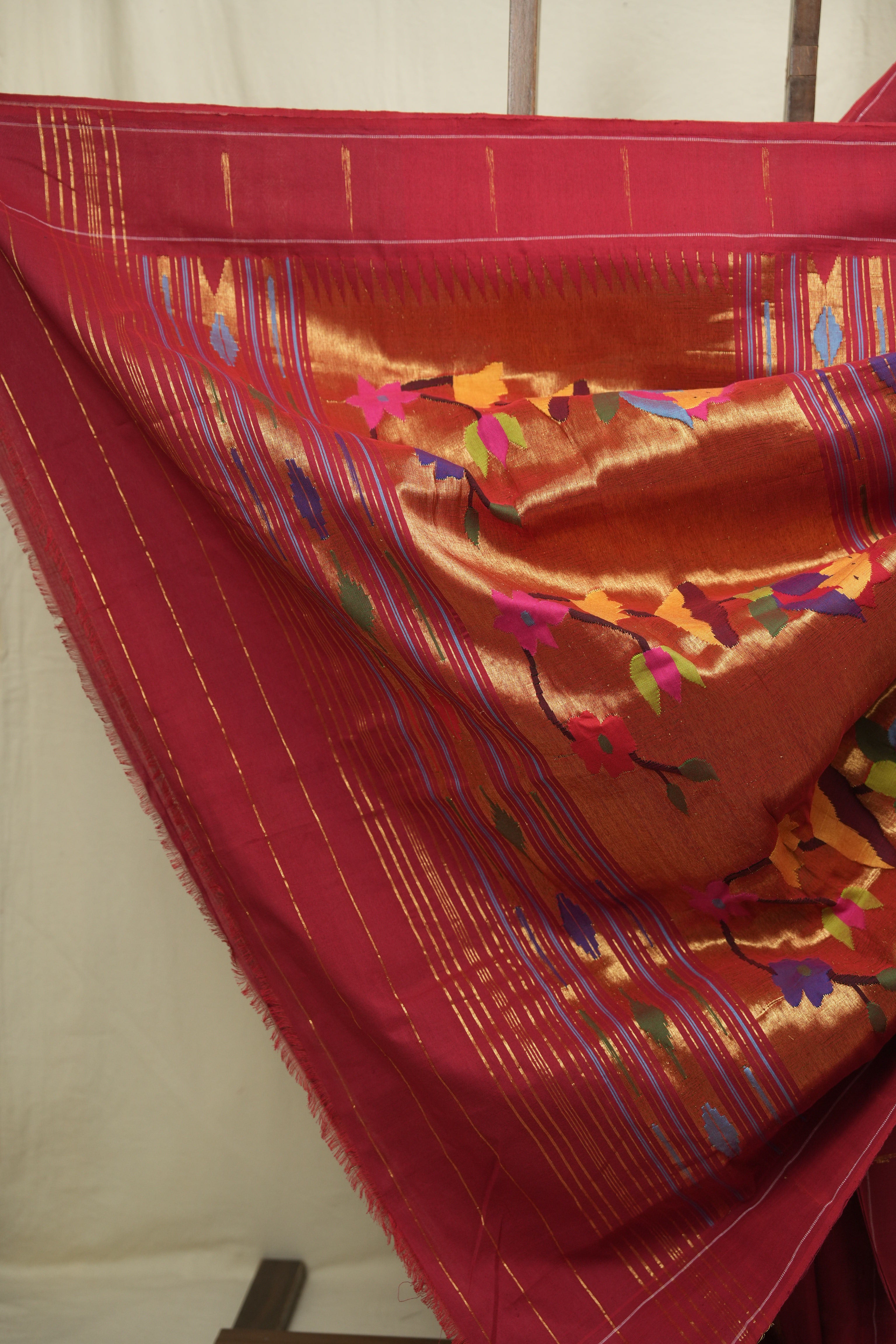 Red Cotton Paithani Saree - SRRCPS777