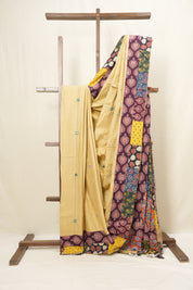 Beige Cotton Patchwork Saree-SRBCPWS191