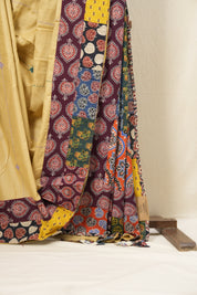 Beige Cotton Patchwork Saree-SRBCPWS191