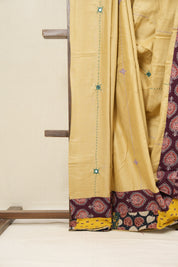 Beige Cotton Patchwork Saree-SRBCPWS191