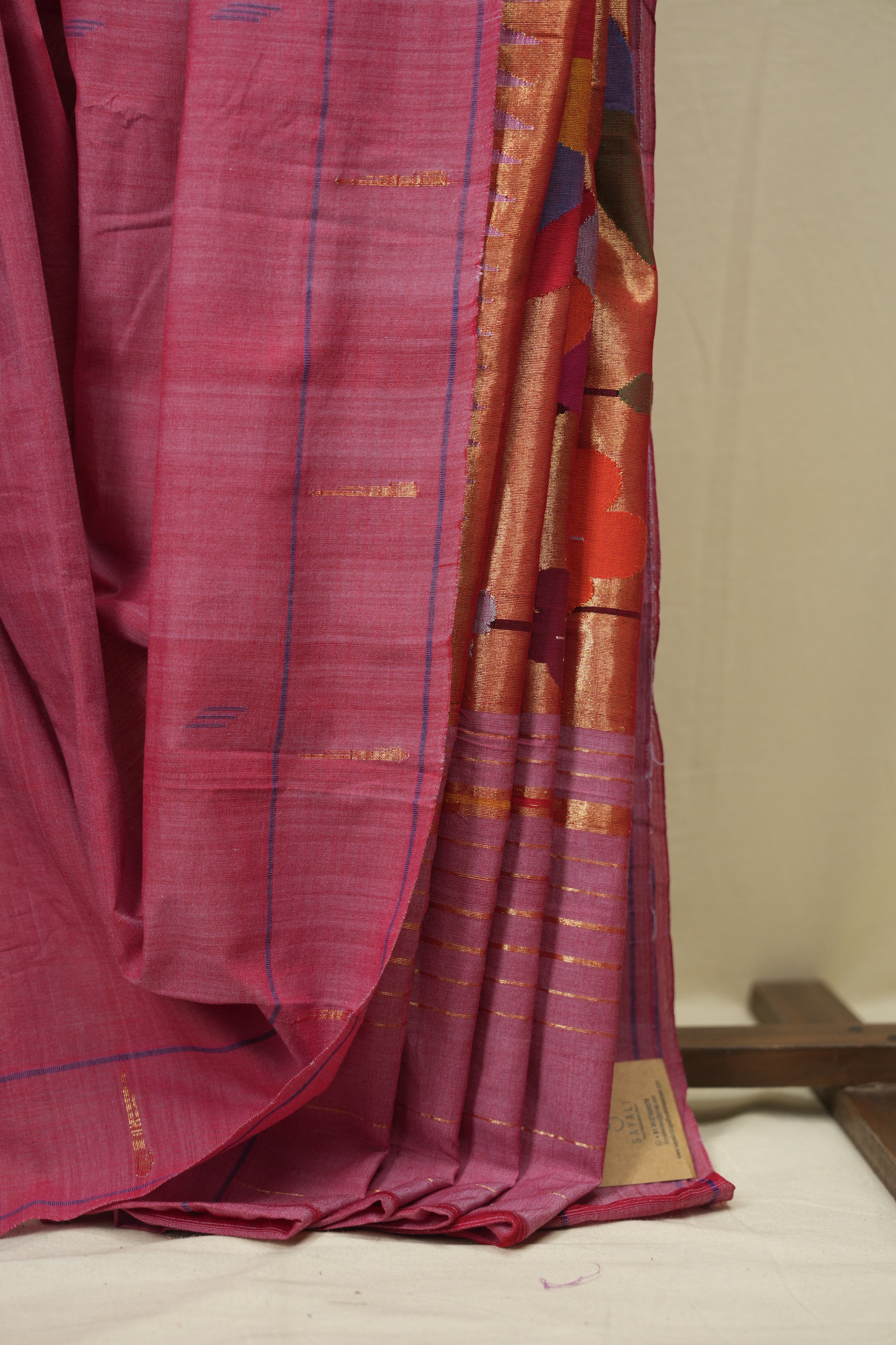 Pastel Pink Cotton Paithani Saree - SRPPCPS778