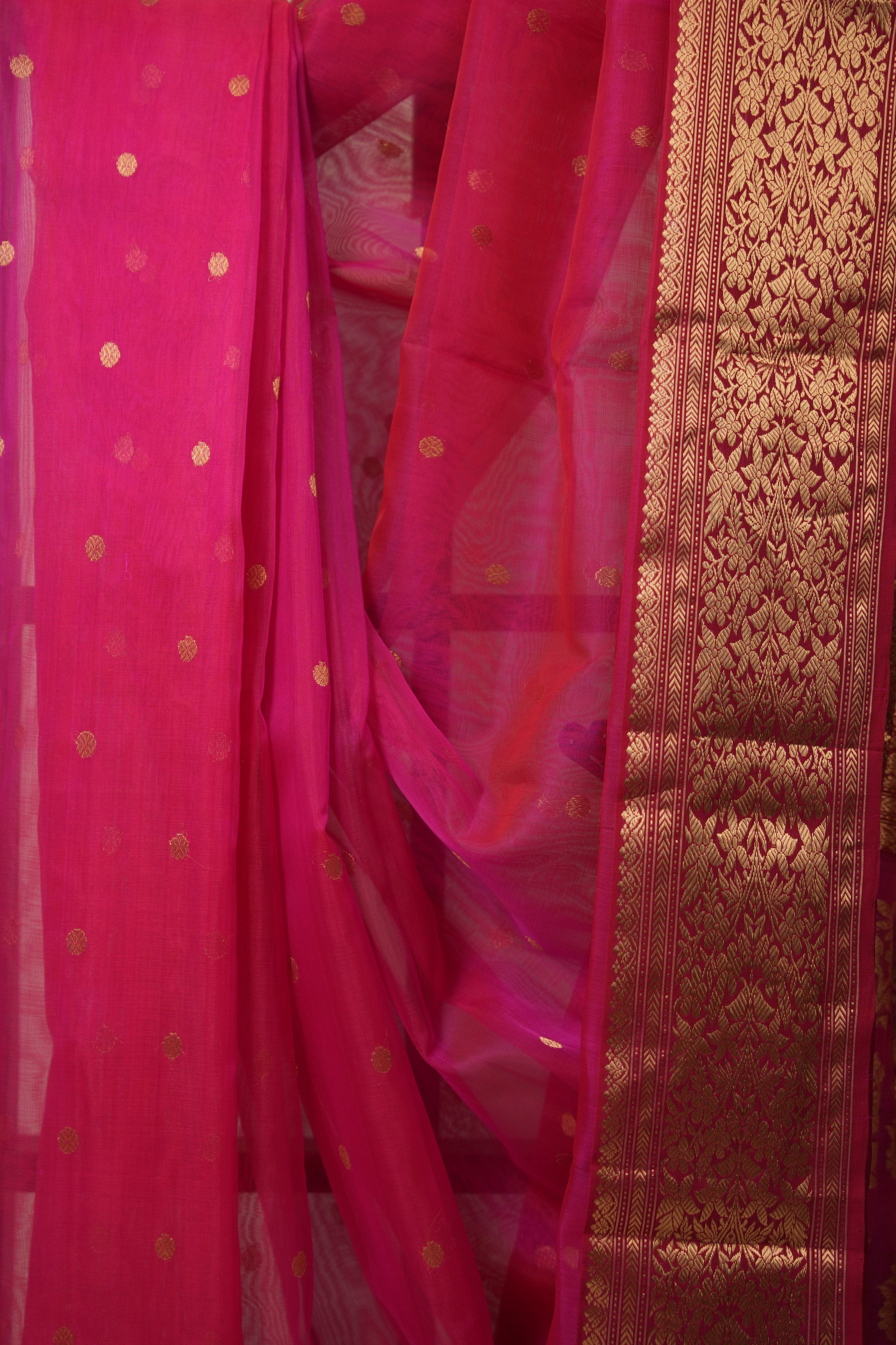 Rani Pink Chanderi Silk Saree - SRRPCSS493