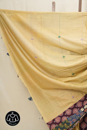 Beige Cotton Patchwork Saree-SRBCPWS191