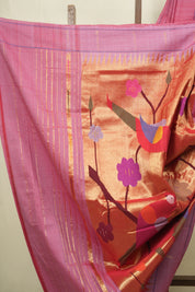 Pastel Pink Cotton Paithani Saree - SRPPCPS778