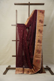 Dark Brown Chanderi Silk Saree - SRDBCSS511