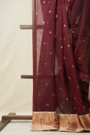 Dark Brown Chanderi Silk Saree - SRDBCSS511