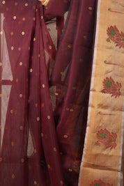 Dark Brown Chanderi Silk Saree - SRDBCSS511