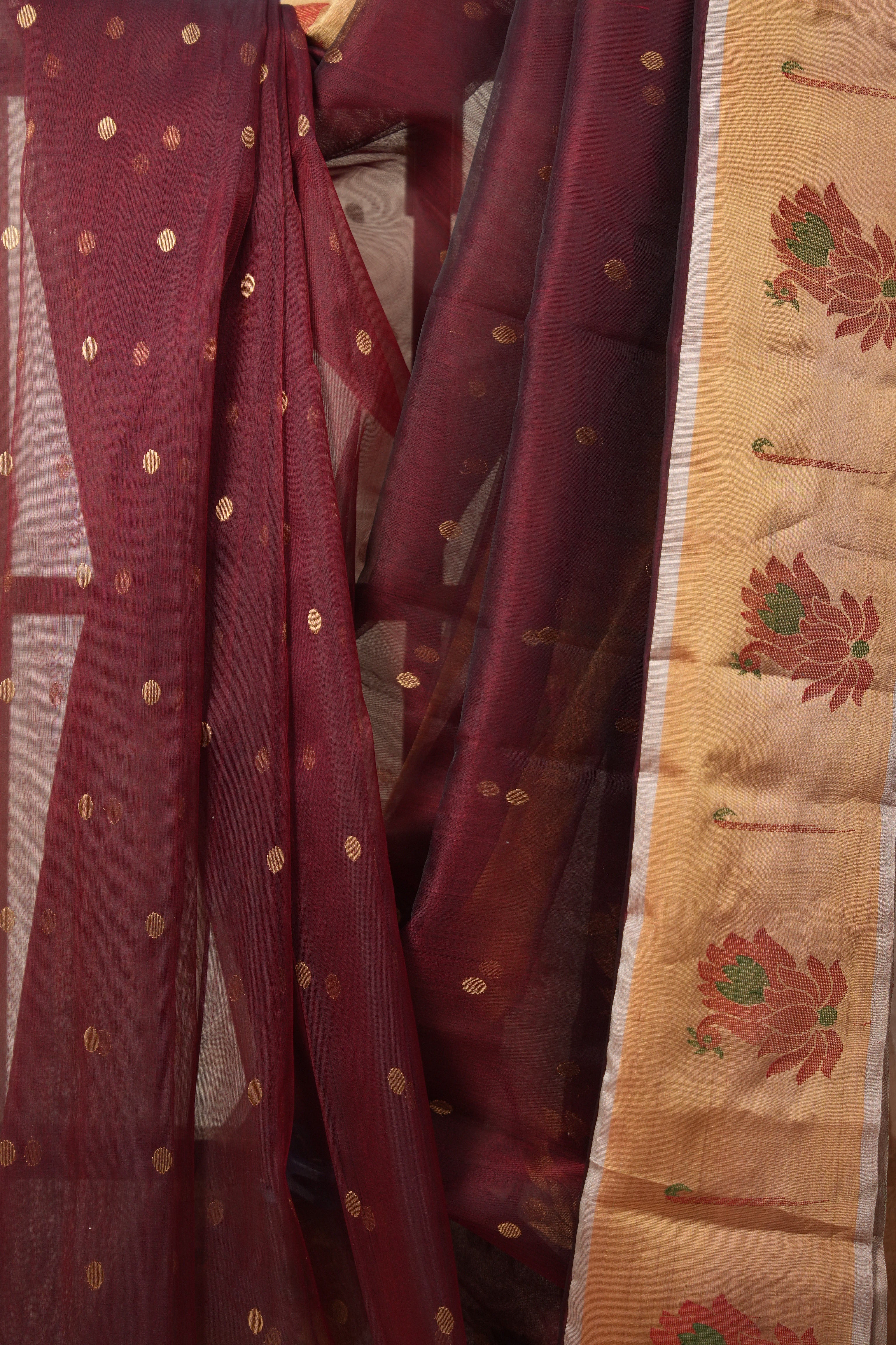 Dark Brown Chanderi Silk Saree - SRDBCSS511