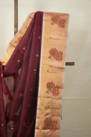 Dark Brown Chanderi Silk Saree - SRDBCSS511