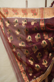 Dark Brown Chanderi Silk Saree - SRDBCSS511