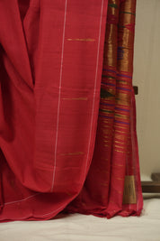 Tomato Red Cotton Paithani Saree - SRTRCPS780