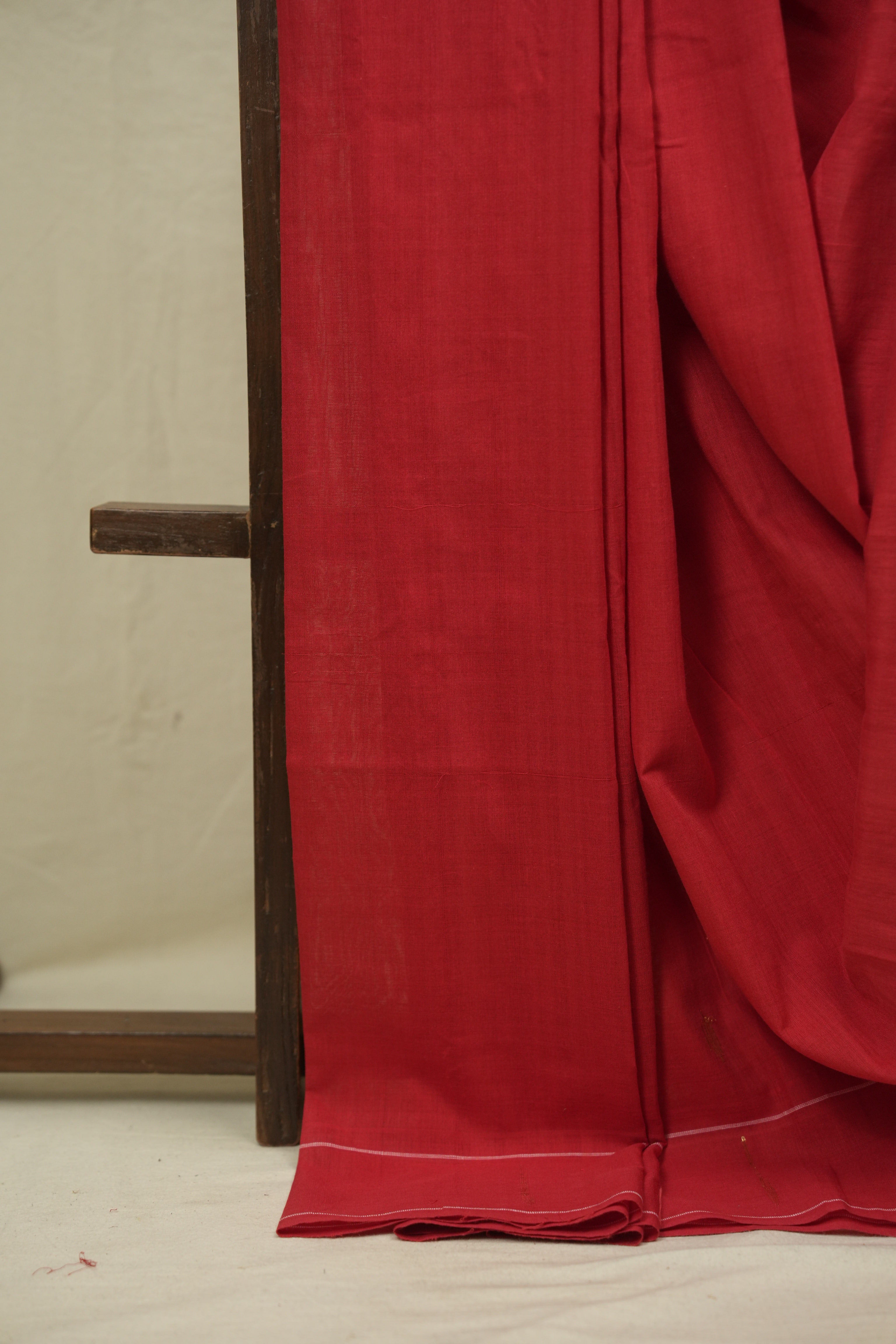 Tomato Red Cotton Paithani Saree - SRTRCPS780