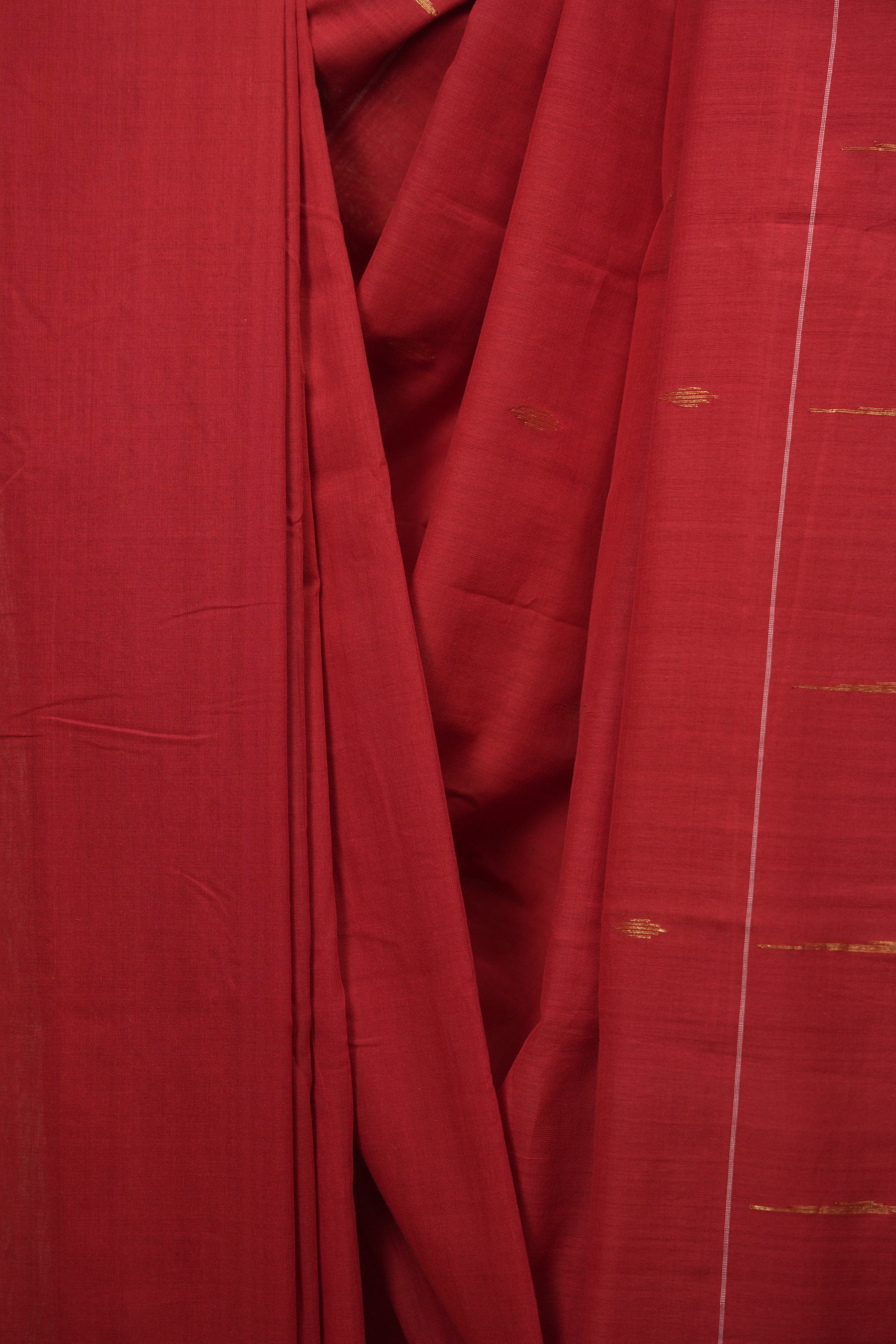 Tomato Red Cotton Paithani Saree - SRTRCPS780