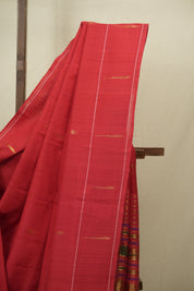 Tomato Red Cotton Paithani Saree - SRTRCPS780