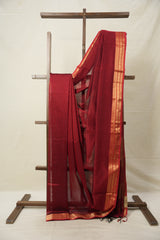 Maroon Maheshwari Saree - SRMMS893