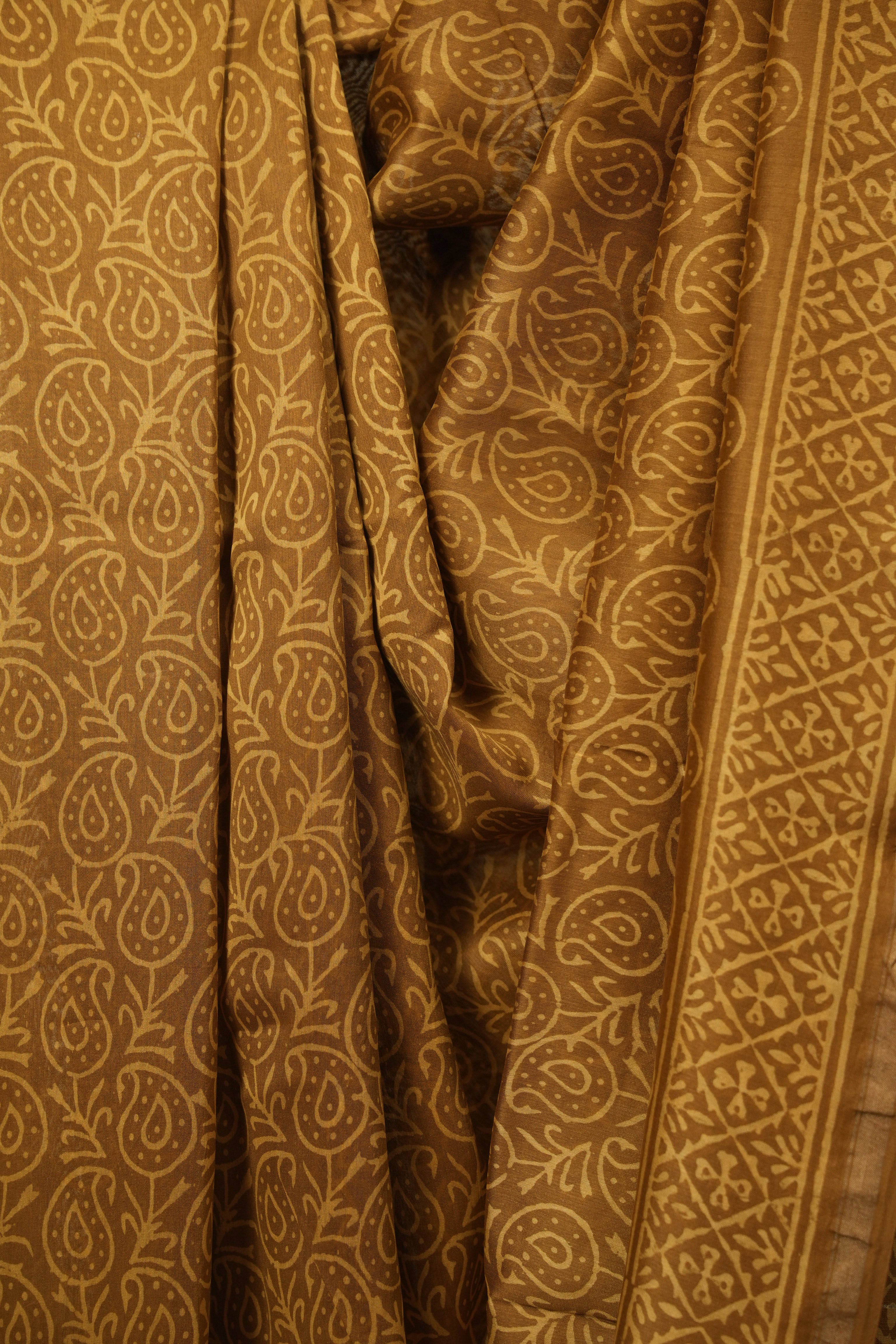 Mustard HBP Cotton Silk Saree With Chanderi Border - SRMCSS1786