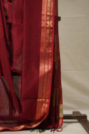 Maroon Maheshwari Saree - SRMMS893