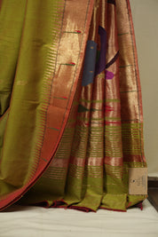 Green Cotton Paithani Saree - SRGCPS821
