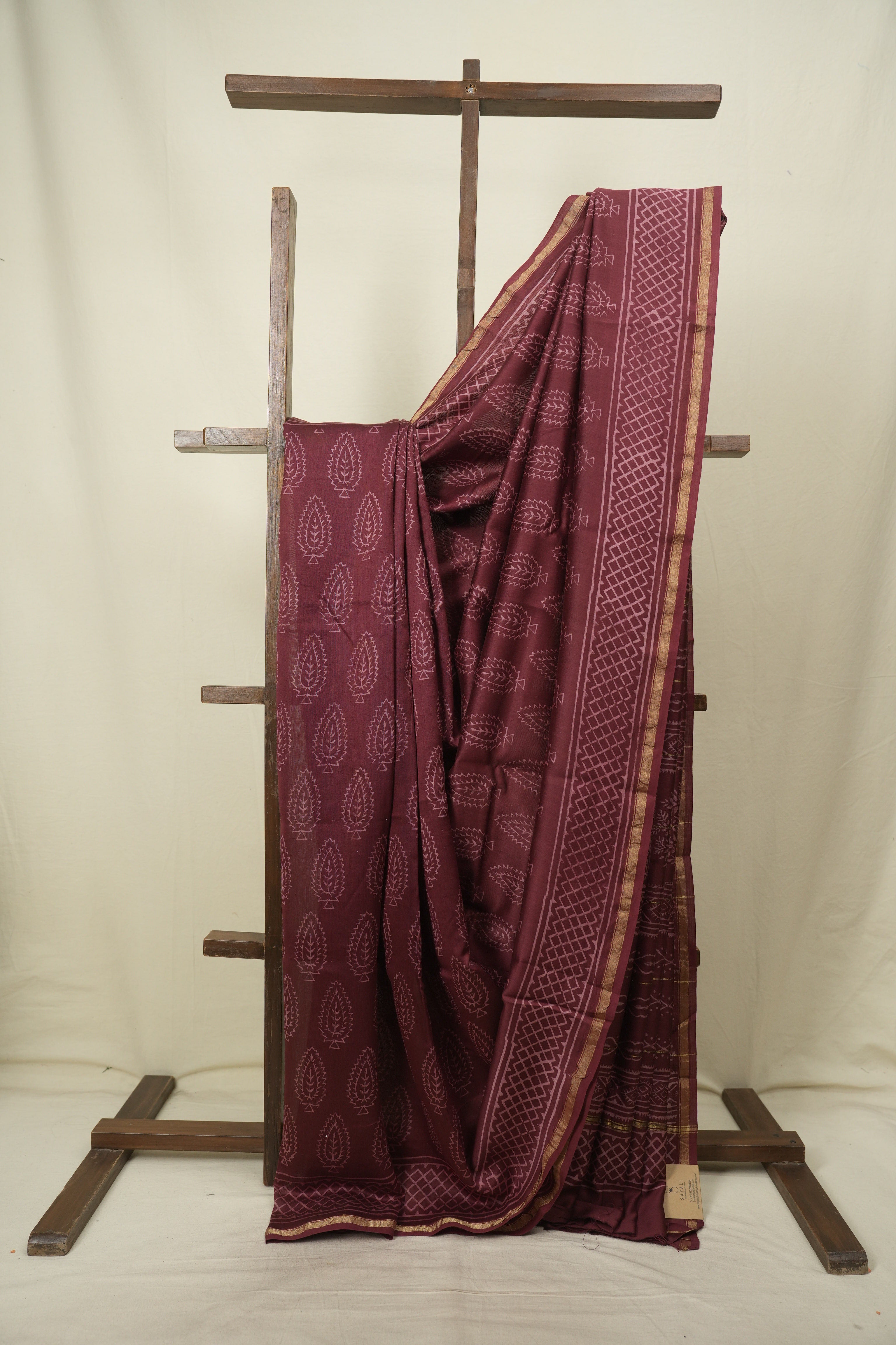 Maroon HBP Cotton Silk Saree With Chanderi Border - SRMCSS1787