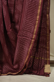 Maroon HBP Cotton Silk Saree With Chanderi Border - SRMCSS1787