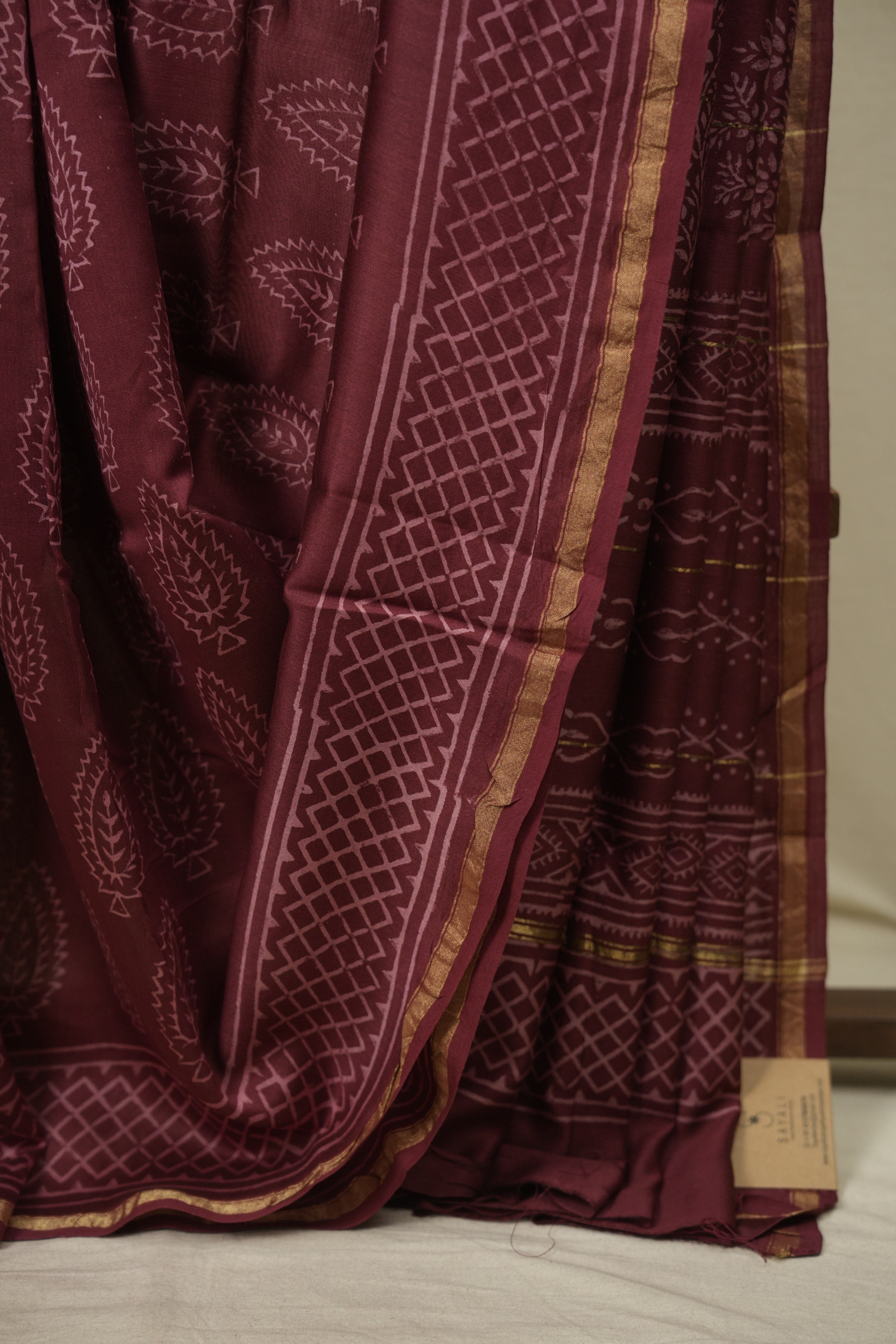Maroon HBP Cotton Silk Saree With Chanderi Border - SRMCSS1787