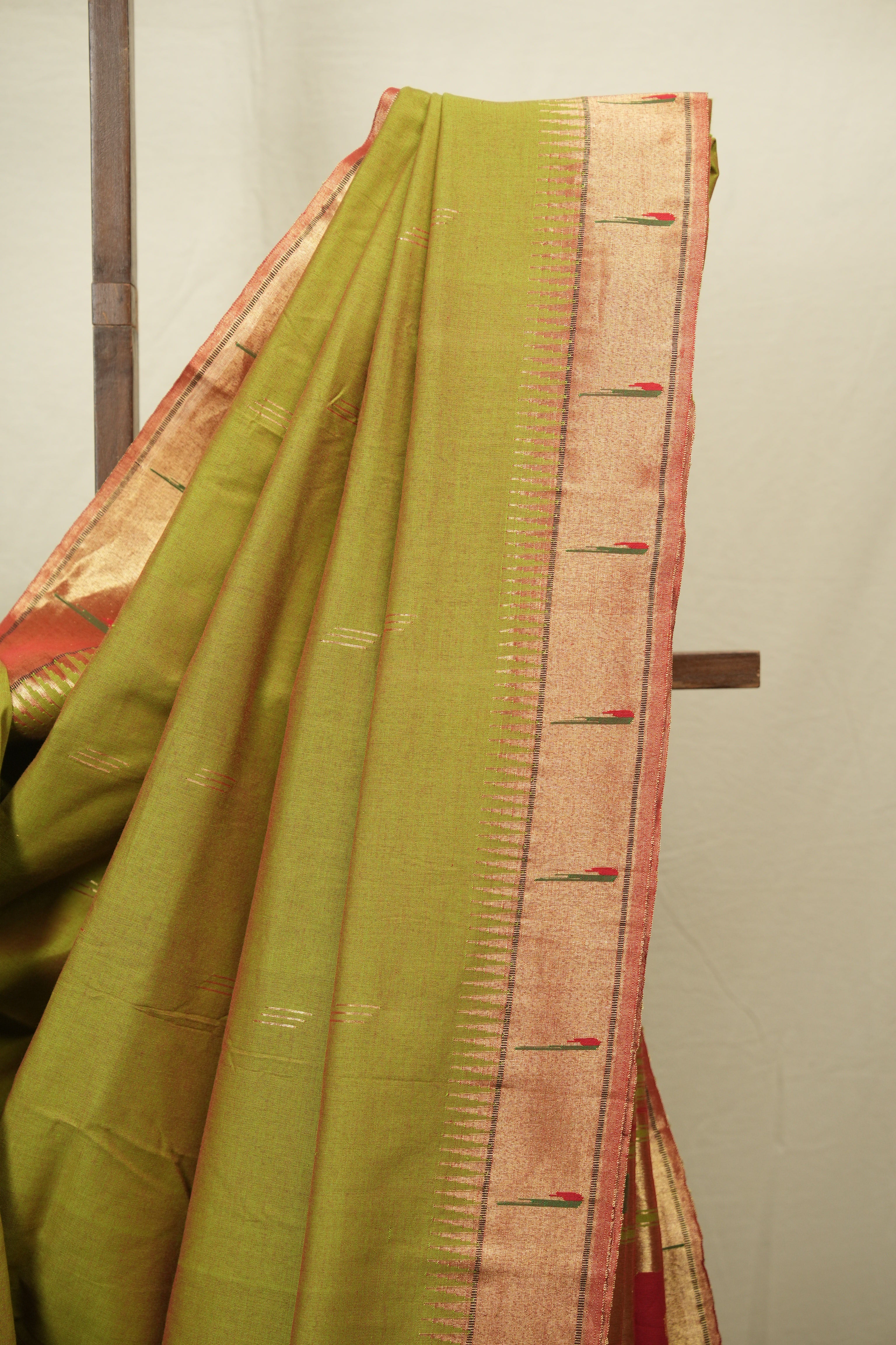 Green Cotton Paithani Saree - SRGCPS821
