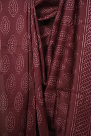Maroon HBP Cotton Silk Saree With Chanderi Border - SRMCSS1787