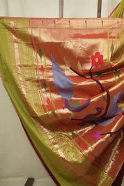 Green Cotton Paithani Saree - SRGCPS821