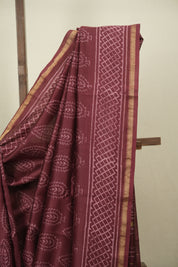 Maroon HBP Cotton Silk Saree With Chanderi Border - SRMCSS1787