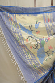 Pastel Blue Cotton Paithani Saree - SRPBCPS438