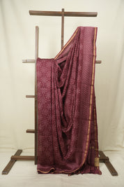 Maroon HBP Cotton Silk Saree With Chanderi Border - SRMCSS1795