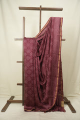 Maroon HBP Cotton Silk Saree With Chanderi Border - SRMCSS1795