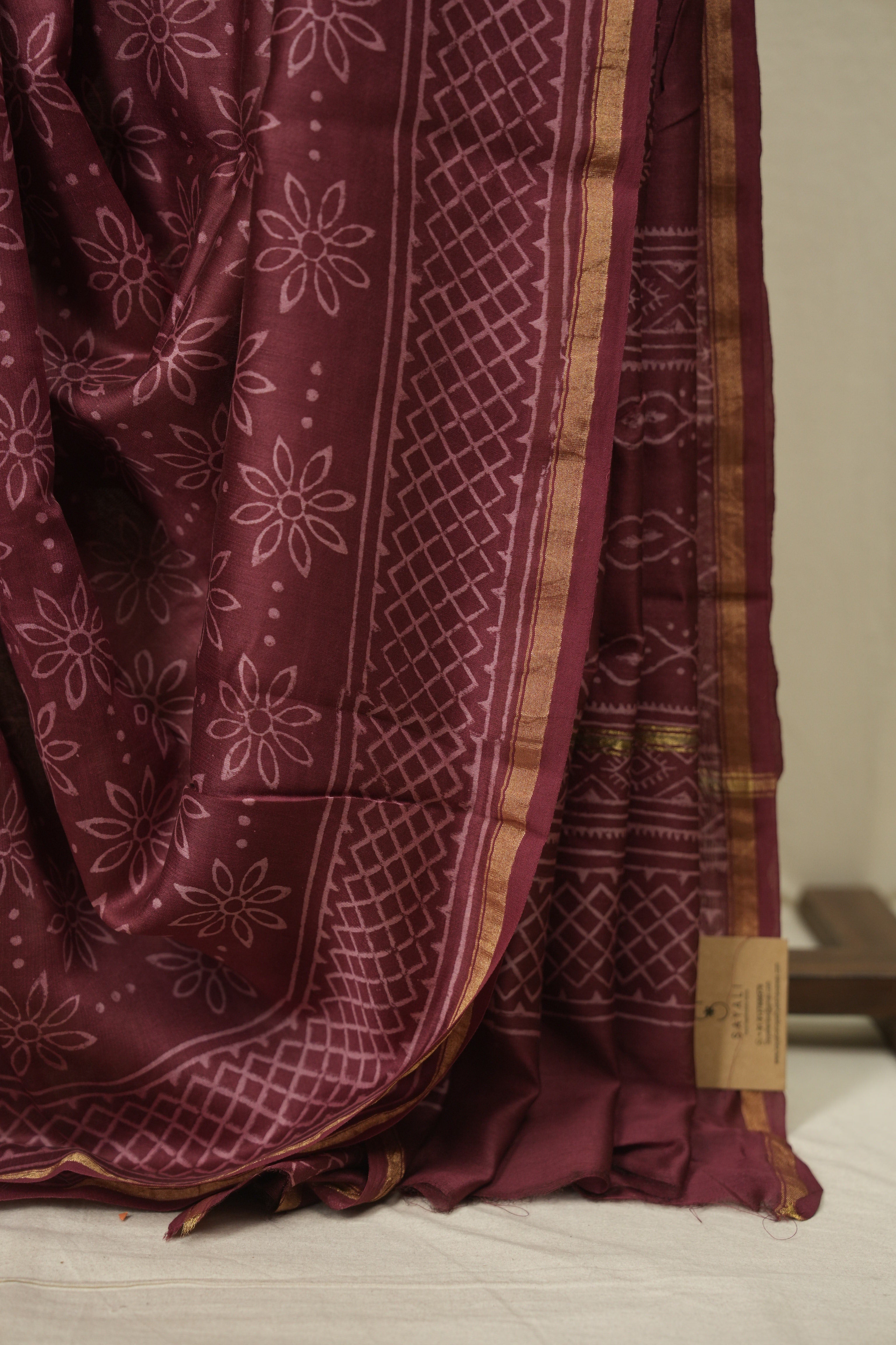 Maroon HBP Cotton Silk Saree With Chanderi Border - SRMCSS1795