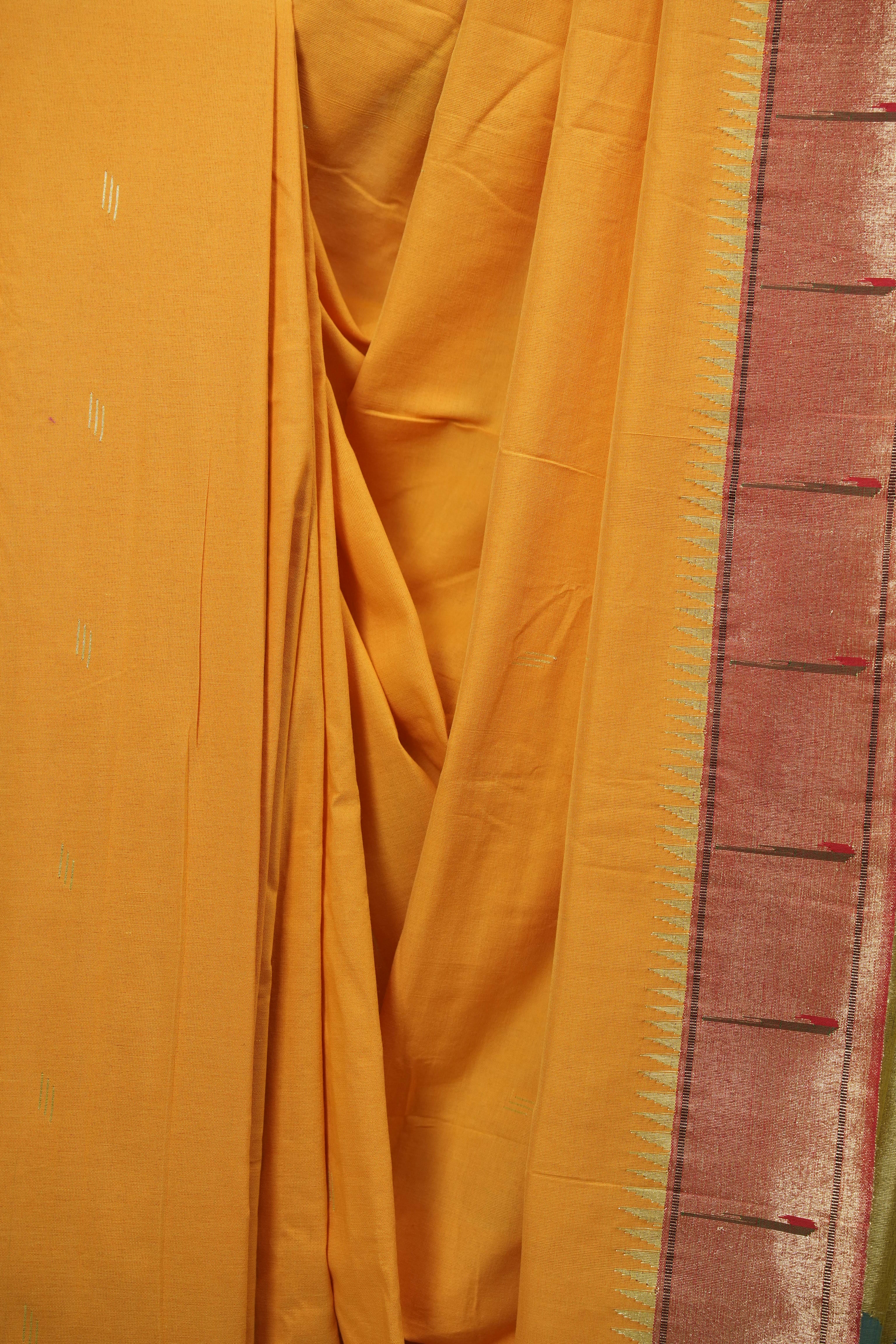Yellow Cotton Paithani Saree - SRYCPS822